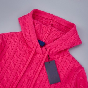 Pull en tricot à capuche pour femme, hiver 2025, avec broderie torsadée - Product Image 5