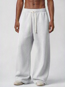Men's <b>Oversized</b> Wide Leg <b>Sweatpants</b> Baggy Loose Fit Drawstring Style Cotton French Terry Fleece Fabric - Product Image 4