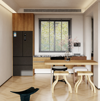 Buffet en bois sur mesure avec éclairage LED et design moderne pour salon, idéal pour la maison et l'hôtellerie