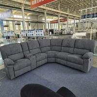 PUZE Canapé d'angle inclinable moderne en tissu, ensemble de canapés intelligents en forme de L, multifonctionnel, pour home cinéma et salon - Vente chaude