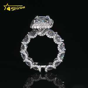 Anello di Moissanite con diamanti di lusso 925 in argento Sterling VVS 4CT taglio smeraldo - Product Image 5