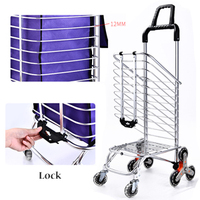 Chariot de courses pliable à trois roues pour bagages, chariot à main OEM en acier inoxydable, capacité 44 lb, outils