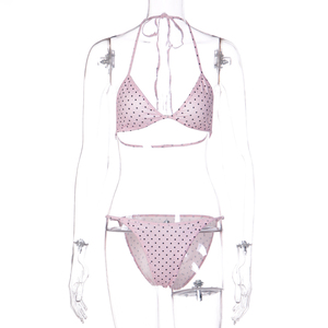 Vivblook Z403ST02 Conjunto de Traje de Baño para Mujer, Nuevo Bikini Sexy con Estampado de Lunares, Top de Tanga, Falda Corta, Ropa de Playa, Conjunto de 3 Piezas - Product Image 5