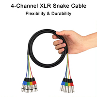 Câble audio multipaire XLR 4 canaux OEM coloré à faible bruit, mâle vers femelle, avec répartiteur XLR 3 broches pour table de mixage et haut-parleur
