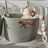 Panier de lit en corde de coton sac de rangement pour couches de bébé poubelles suspendues pour berceau poche organisateur suspendue pour lit de nouveau-né vente en gros