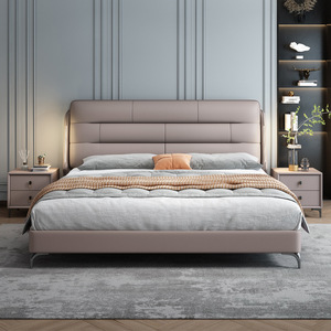Fascia alta italiana grande <span class=keywords><strong>testiera</strong></span> letto matrimoniale telaio in pelle <span class=keywords><strong>letti</strong></span> nuovo Design camera da letto mobili di lusso moderno letto King Size - Product Image 1