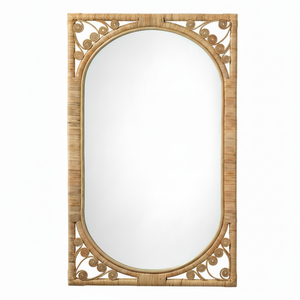 กระจกตกแต่งผนังหวายไม้ไผ่ทรงกลมขนาดเล็กสไตล์โบฮีเมียนธรรมชาติที่ปลอดภัยเฟอร์นิเจอร์ห้องนั่งเล่นหวายเฟอร์นิเจอร์ดีไซน์ใหม่ - Product Image 1