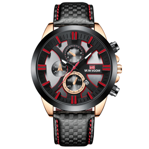 Montre chronographe sport pour homme, boîtier en fibre de carbone, bracelet en cuir, montre-bracelet avec date pour homme - Product Image 2