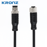 Connecteur pré-assemblé KRONZ M12 A-Code mâle 3 broches droit, câble PVC blindé noir 10m, connecteur circulaire aviation IP67