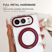 Étui magnétique avec support pour iPhone Duo, transparent, en TPU acrylique de 2,0 mm, maintien puissant 2300GS, cadre d'appareil photo, boutons tactiles
