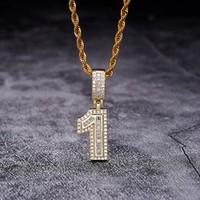 Pendentif de charme pour femme en moissanite plaqué or argent, coupe baguette brillante, numéro personnalisé, anniversaire, style européen