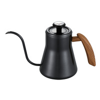 Verseuse à café en acier inoxydable avec bec long de précision, pour usage domestique, style bouilloire, poignée en bois, idéale comme cadeau
