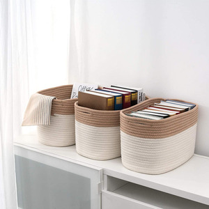 Clothing Organizer Storage Basket Cotton Rope <b>Rectangle</b> Eco Friendly Fabric Baskets <b>Bin</b> - Product Image 4