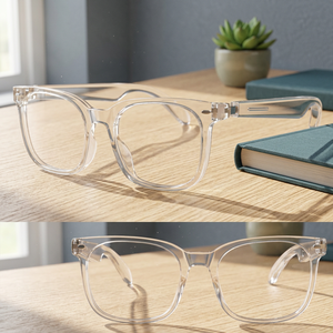 Gafas con Montura de Plástico Transparente, Diseño Cuadrado y Ligero para Uso Diario - Product Image 1