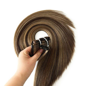 وصلة مشبك شعر طبيعي اصطناعي مخصص من المصنع ، شعر مستعار حريري مستقيم وسلس غير مرئي مزدوج - Product Image 6