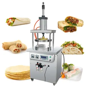 电动自动手动平板面包14英寸玉米饼压榨机贸易制造商阿拉伯薄煎饼制作印度设备