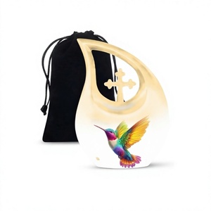 กล่องใส่เถ้ากระดูกรูปนกสำหรับเผาขี้เถ้าของมนุษย์พร้อมถุงกำมะหยี่ - Product Image 1