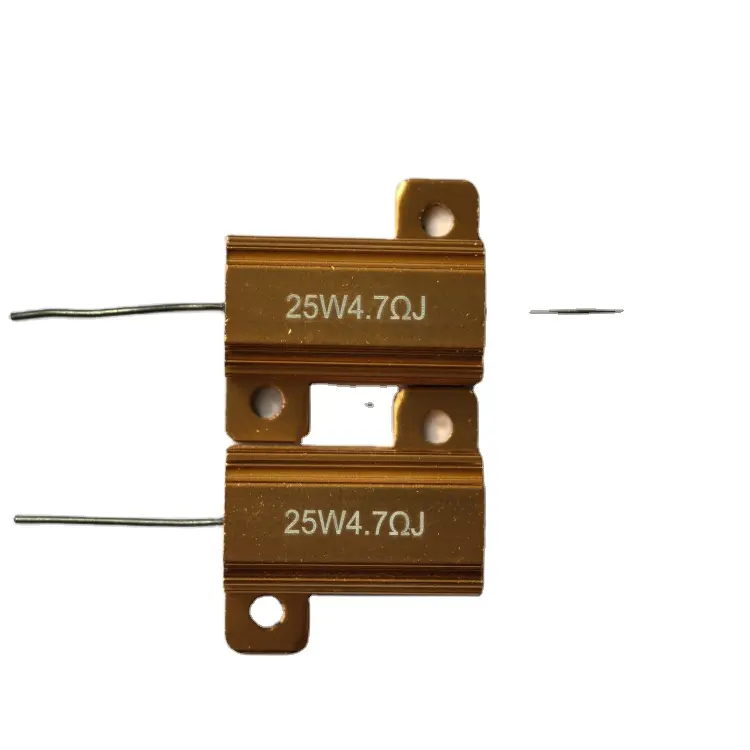 Resistor luka kawat, 25W 50W 100W aluminium emas kekuatan tinggi Resistor digunakan dalam tahap inverter audio dan peralatan