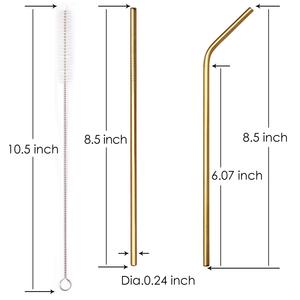 Sinh Thái Thân Thiện Thẳng Tái Sử Dụng Thép Không Gỉ Uống Ống Hút Vàng Kim Loại Ống Hút - Product Image 2
