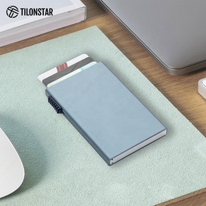 TILONSTAR TWM300, tarjetero emergente de aluminio Delgado minimalista con logotipo personalizado y función de bloqueo RFID - Product Image 4