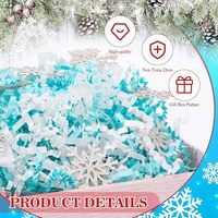 1 lb 453g de papier bleu et blanc coupé en accordéon avec confettis de flocons de neige d'hiver en PVC, paquet de remplissage pour boîte cadeau pour fête de Noël
