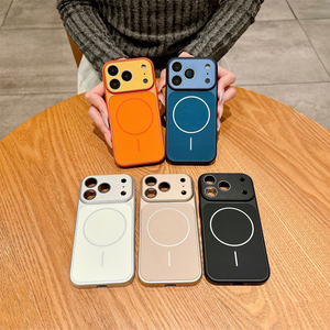 เคสโทรศัพท์แบบแม่เหล็กไร้สายสีพื้นสำหรับ iPhone 17 Pro Max 16 15 14 13 พร้อมอุปกรณ์ป้องกันเลนส์ - Product Image 1
