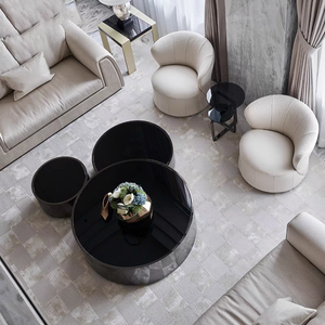 Vendite calde Creative in vetro Top tavolino da caffè lucido oro opaco struttura in acciaio inox legno centro in marmo tre dimensioni disponibili - Product Image 2