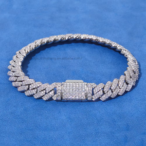 Pulsera de eslabones rombos con cierre abatible, cadena cubana de doble fila, joyería de circonita, Tanjing - Product Image 1