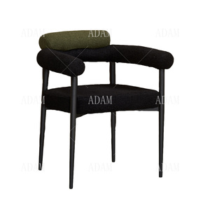 Silla de comedor francesa de terciopelo de tela de alta calidad con respaldo curvo, silla de comedor con patas de Metal, silla de salón de restaurante moderna - Product Image 6