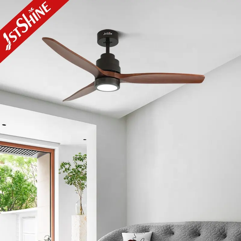 1stshine ceiling fan light top quality natural wood blade low voltage ceiling fan light with remote control