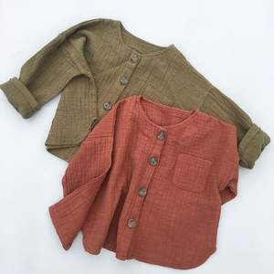 Camicetta autunnale primaverile a manica lunga per bambini con tasca 2024 <span class=keywords><strong>camicia</strong></span> retrò abbottonata per bambini - Product Image 2