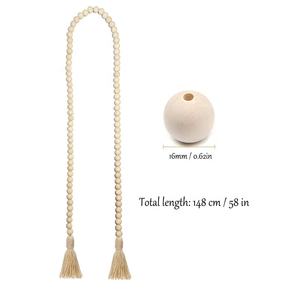 Guirlande de <span class=keywords><strong>perles</strong></span> de <span class=keywords><strong>bois</strong></span> de <span class=keywords><strong>perles</strong></span> de ferme avec glands décor de pays rustique grand décor mural - Product Image 2