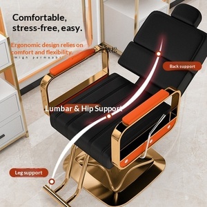 Poltrona da Barbiere Reclinabile e Girevole Regolabile per Saloni di Parrucchieri - Materiale in PVC per Servizi di Permanente/Tintura/Trattamento - Product Image 2