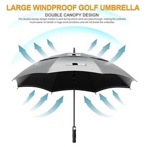 UPF 50+ Sun Protection Umbrella 120/130/152/160cm Diameter Silver Coating pongee <b>extra</b> <b>large</b> golf umbrella - Product Image 3