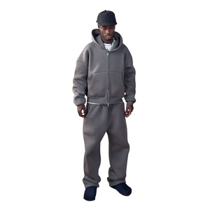 Tùy Chỉnh Thể Thao Baggy Thiết Kế loe 100% Bông Dây Kéo Tracksuit Herren Nhà Sản Xuất Hoodies Và Sweatpants Set Người Đàn Ông - Product Image 4