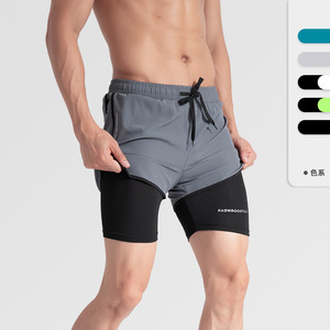 Celana Pendek Olahraga 2 in 1 untuk Lari, Pantalones Cortos Para Hombre Deportivos Para Hombre, Celana Pendek Olahraga Atletik Nylon untuk Pria - Product Image 1
