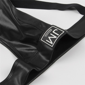 SZFY-JM295 <span class=keywords><strong>Jockmail</strong></span> hommes Sexy taille basse G-String sous-vêtements brillant Imitation cuir pénis saillant amélioré Gay Jockstrap - Product Image 6