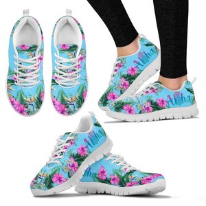 POD, zapatillas personalizadas con diseño de palmera Aloha para <span class=keywords><strong>mujer</strong></span>, <span class=keywords><strong>zapatos</strong></span> planos de malla ligera para otoño, <span class=keywords><strong>zapatos</strong></span> informales estampados para exteriores, gran oferta - Product Image 1