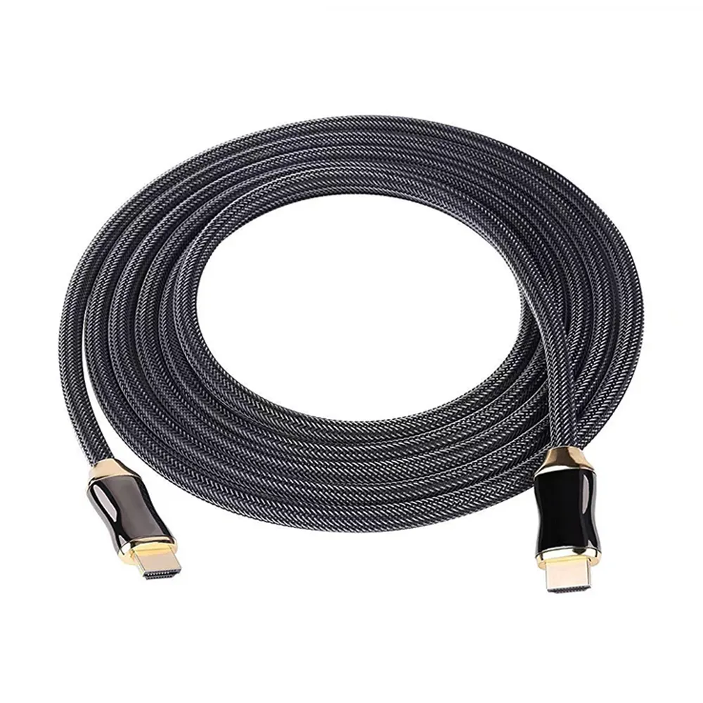 2023 hot sale high speed Audio and video transmit Black nylon braided 4K hdmi cable 10ft for HD-TV laptop compter HD equipments