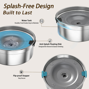 Distributeur d'eau pour chien en acier inoxydable grande capacité, bol flottant anti-déversement, matériau de qualité alimentaire, gamelle amovible pour animaux de compagnie - Product Image 4