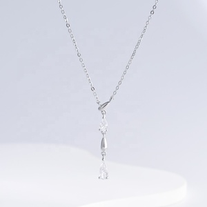 Custom plata 925 sterling silver Y shape tassel <b>necklace</b> wholesale summer mom personalized gold plated dainty pendant <b>necklaces</b> - Product Image 2