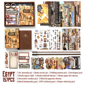 Kit <span class=keywords><strong>de</strong></span> Suministros para Scrapbooking con Estética Vintage - Caja <span class=keywords><strong>de</strong></span> Regalo para Coser, Diario con Cubierta <span class=keywords><strong>de</strong></span> Papel, Papel para Scrapbooking Rosa, Cuaderno A6 con Cuadrícula - Product Image 5