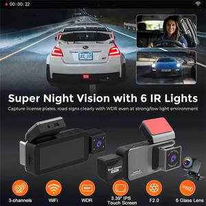 Cámara de salpicadero 1080P FHD WiFi 3 canales DVR para coche con monitoreo de estacionamiento 24H Super Night Vision Loop Recording G <span class=keywords><strong>Sensor</strong></span> - Product Image 2