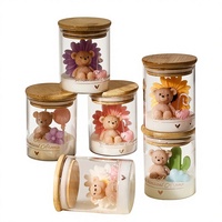 Bougie parfumée artisanale en verre en forme d'ours mignon, cadeau d'anniversaire, souvenir, décoration d'intérieur, ornements, bougie en pot, vente en gros