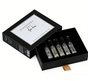 Coffret cadeau de luxe noir mat 6 flacons d'échantillons de parfum avec logo et boîte d'emballage pour flacon de sérum de soin de la peau avec mousse - Product Image 6