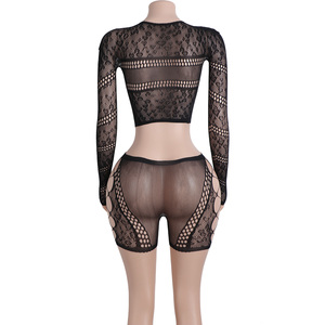 Ropa de Baile Exótica, Body de Encaje Negro para Mujer, Conjunto de Shorts de Malla para Actuaciones en Clubes, Trajes de Twerk para Bailarinas Adultas, Ropa de <span class=keywords><strong>Striptease</strong></span> - Product Image 6