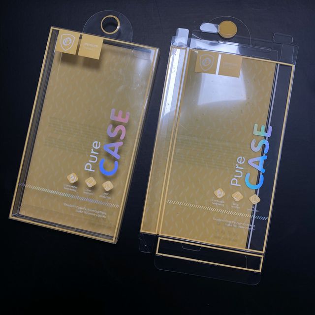 Custom logo clear PVC Mobile Phone case Packing Boxes With Foil Stamping Transparent PET Packaging Box