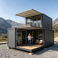 Maison conteneur modulaire préfabriquée contemporaine de 20 pieds avec mur en verre, démontable, pour villa, bureau, hôtel, immeuble de bureaux