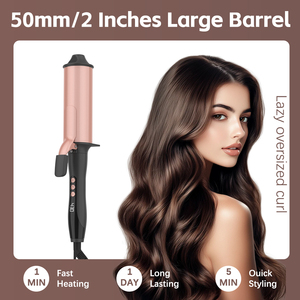 <span class=keywords><strong>Fer</strong></span> à boucler professionnel MeStar Factory avec logo personnalisé, en céramique, 2 pouces, à baril large, pour cheveux moyens à épais - Product Image 2