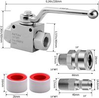 1pc Robinet à bille haute pression pour nettoyeur haute pression, vanne d'arrêt de tuyau 3/8'' 1/4'' NPT avec raccords à déconnexion rapide pour pompes de pulvérisation